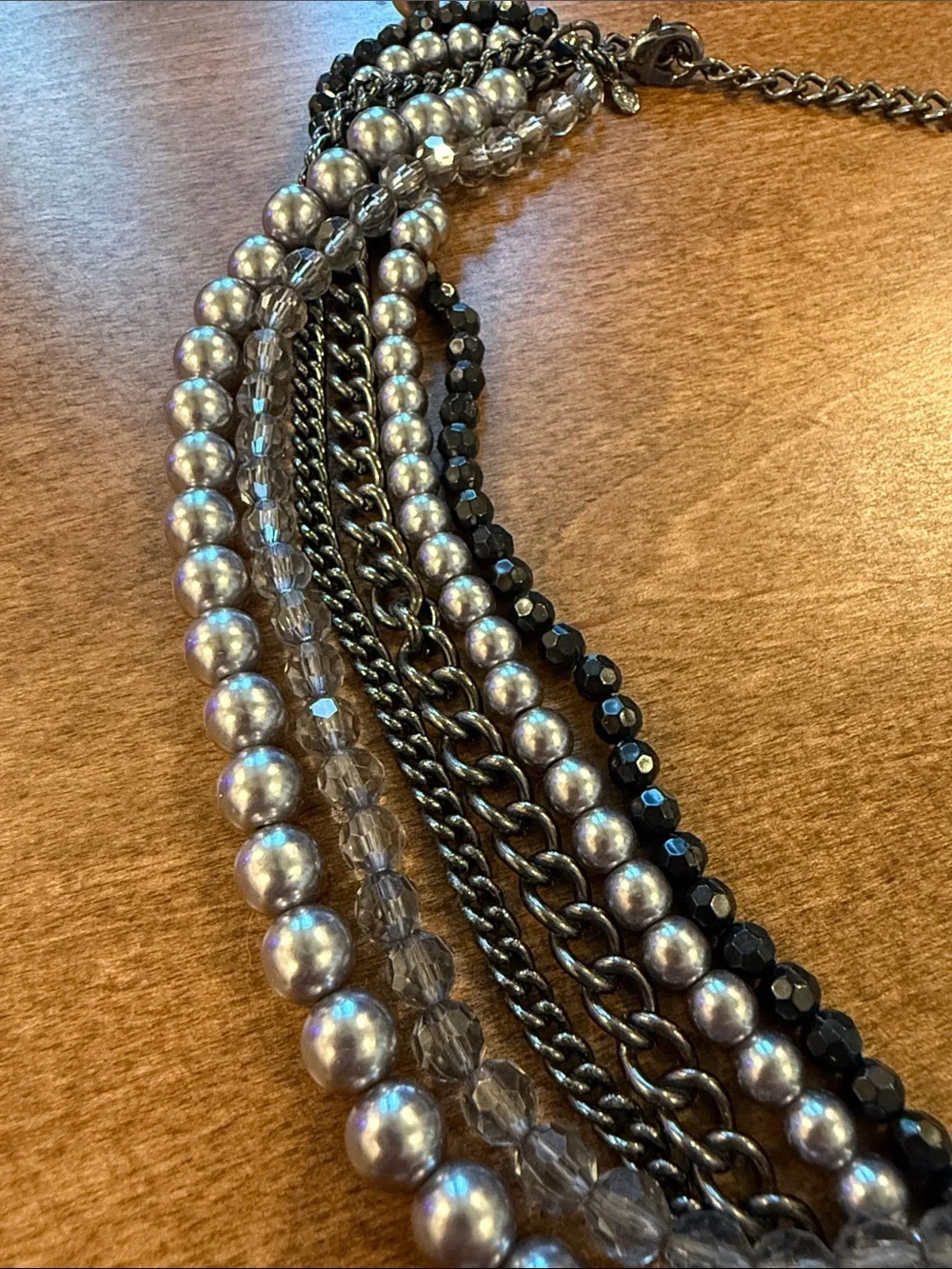 Premier Designs Silver and Black Multi-Strand Necklace